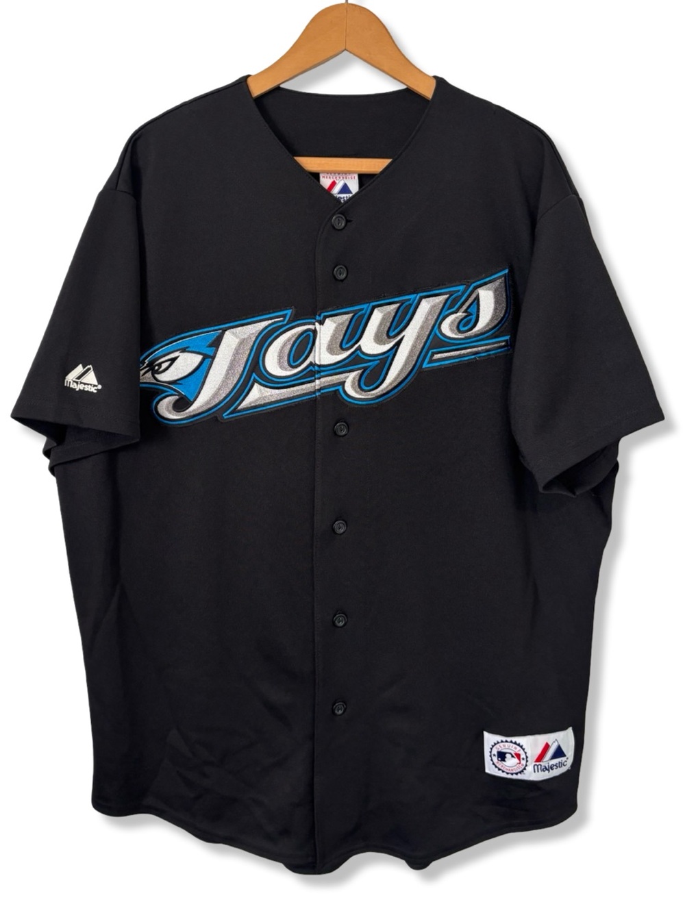 Vintage 00s Majestic Black Toronto Blue Jays Script Baseball Jersey